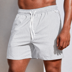 Mens Shorts Striped Swimwear Trunks Side Pockets Knee Length