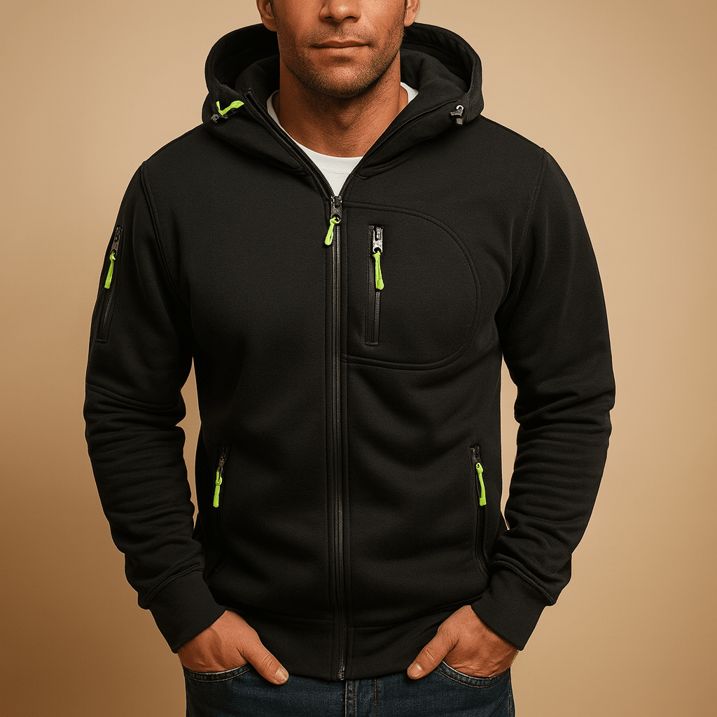 Men zip-up hoodie regular fit with adjustable hood available in multiple colours