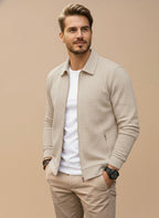 Wren | Men's Zip-Up Cardigan | Regular Fit, Stand Collar | Versatile