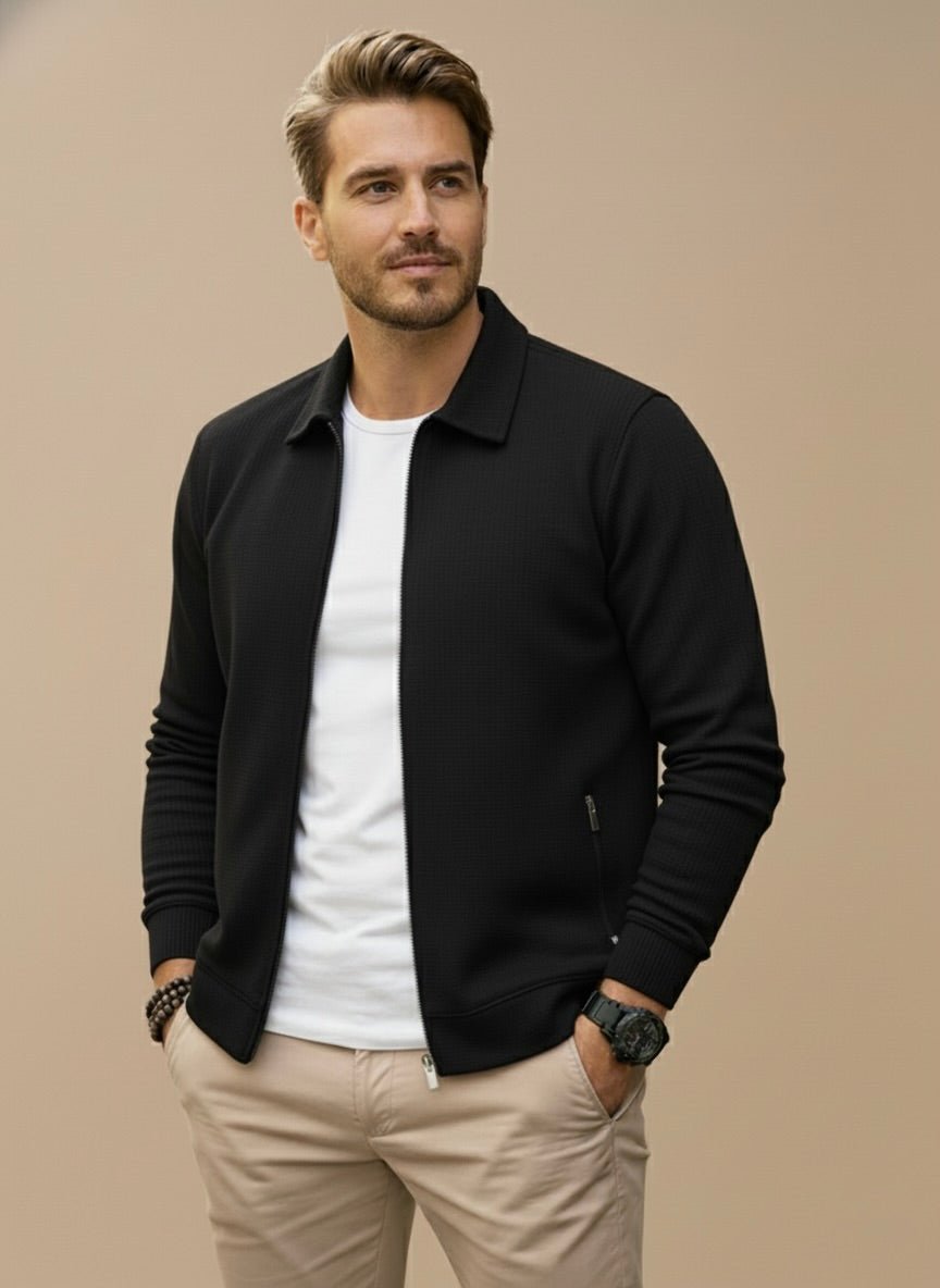 Wren | Men's Zip-Up Cardigan | Regular Fit, Stand Collar | Versatile