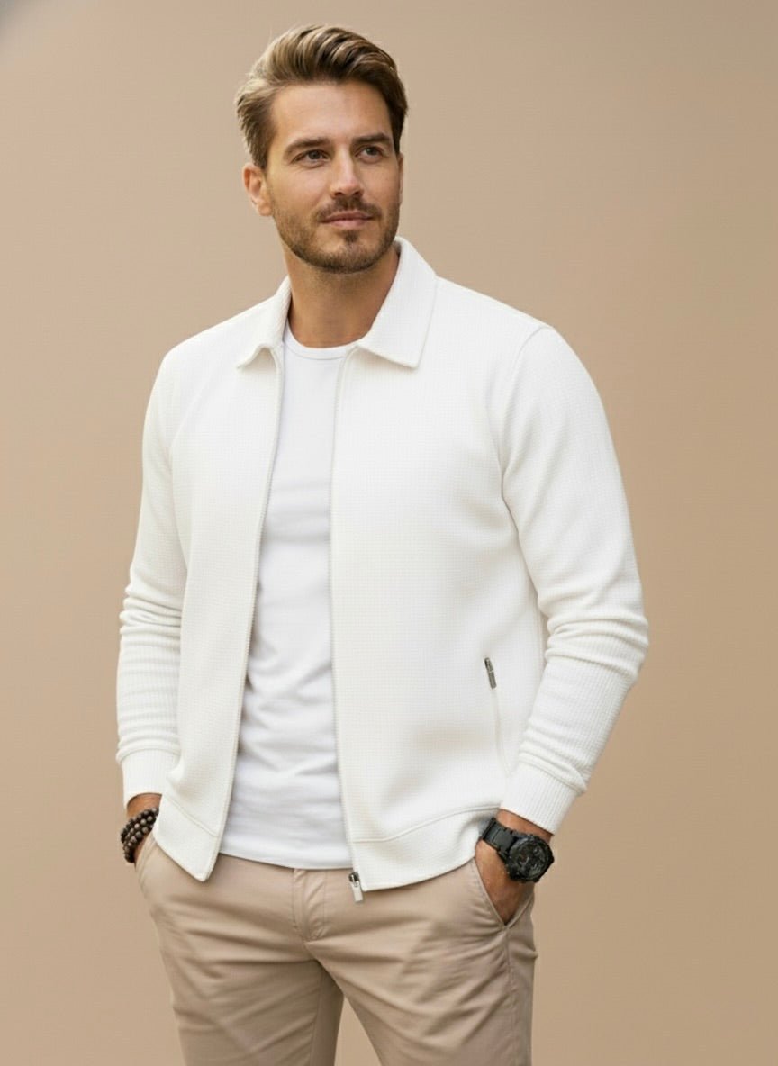 Wren | Men's Zip-Up Cardigan | Regular Fit, Stand Collar | Versatile