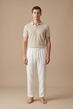 Men Woven Straight Leg Trousers Elastic Waist