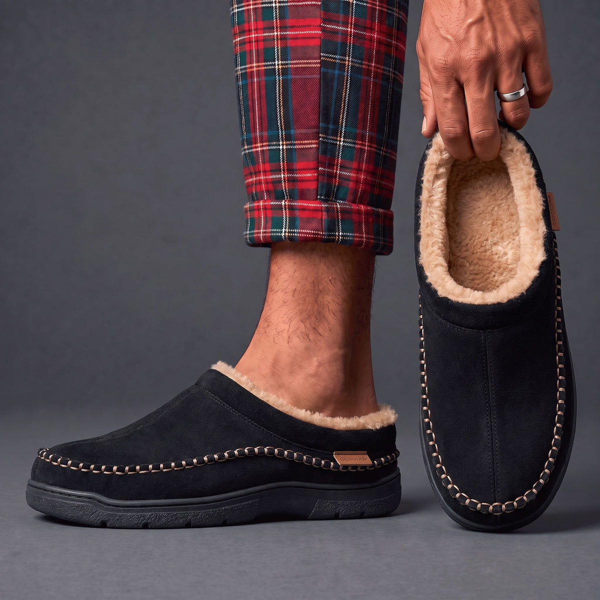 Orthopedic Slippers Men | Winter Fur Lined Plush Cushioned Sole