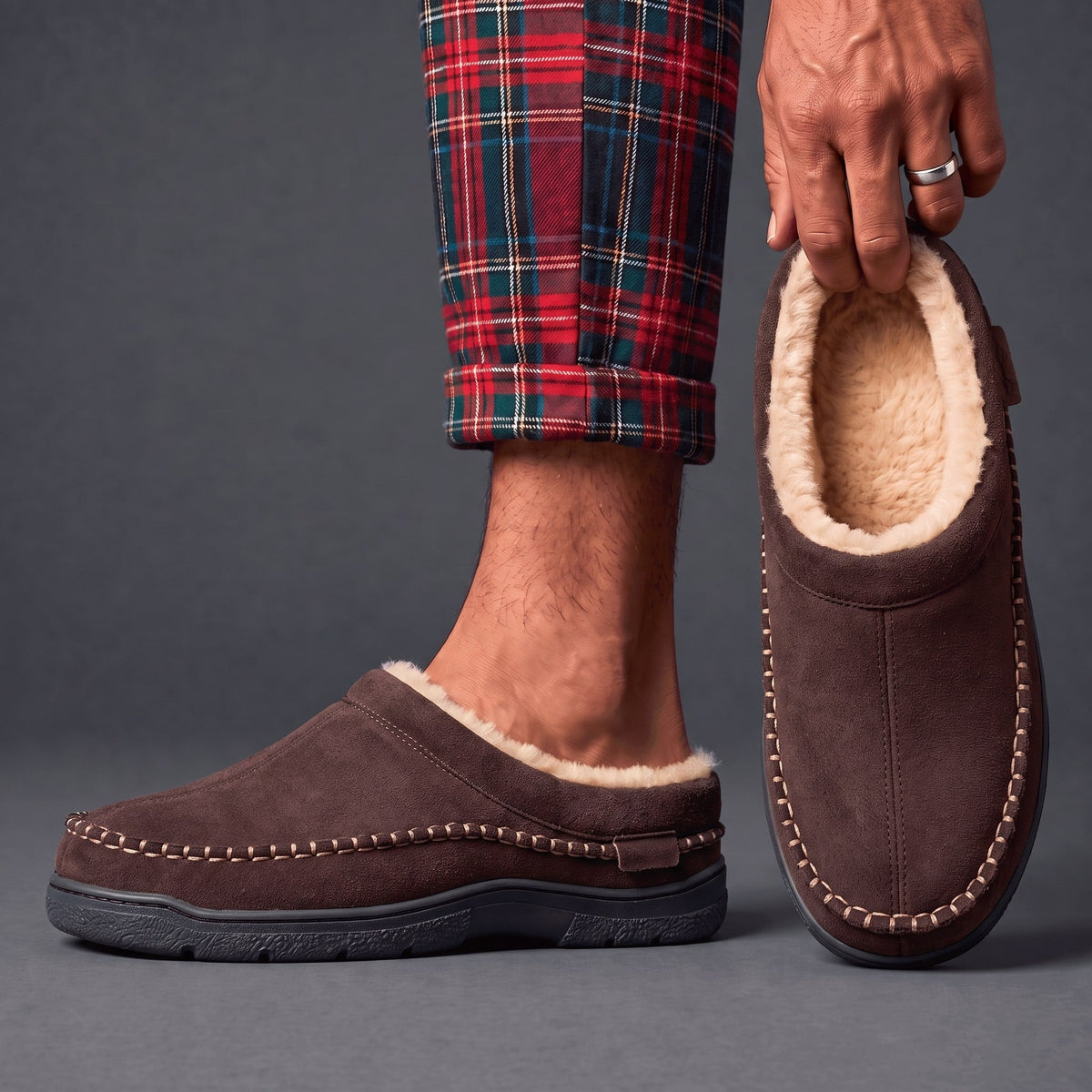 Orthopedic Slippers Men | Winter Fur Lined Plush Cushioned Sole