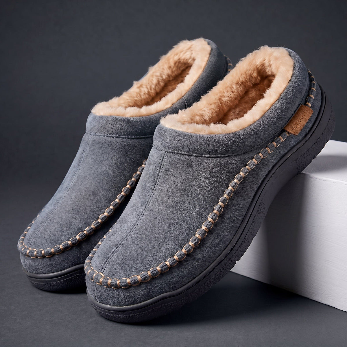 Orthopedic Slippers Men | Winter Fur Lined Plush Cushioned Sole