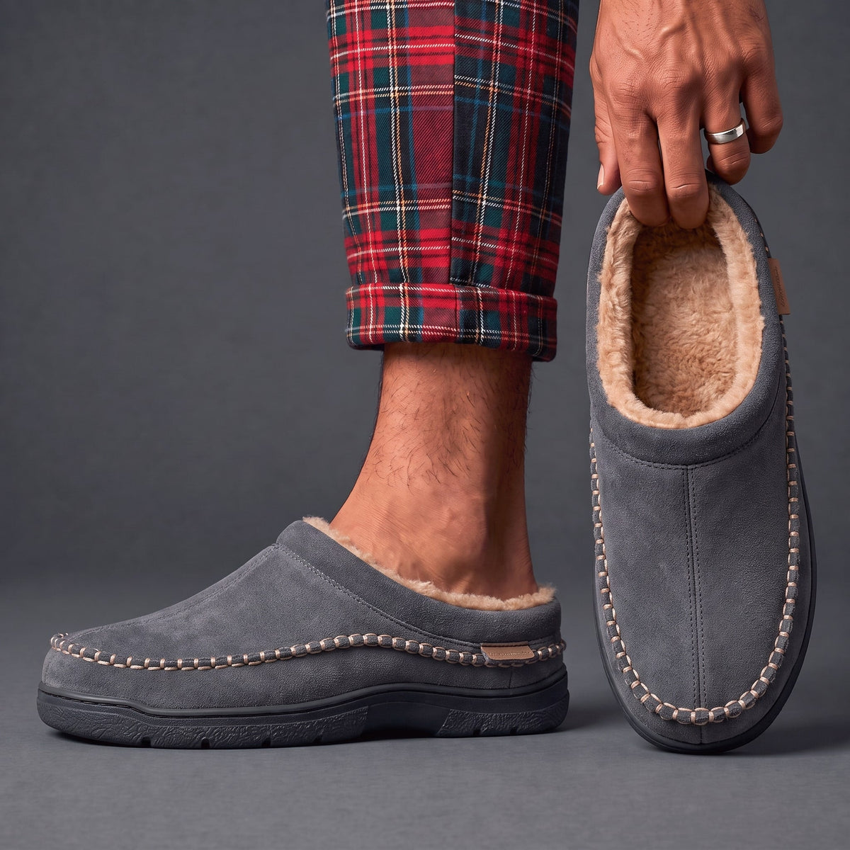 Orthopedic Slippers Men | Winter Fur Lined Plush Cushioned Sole