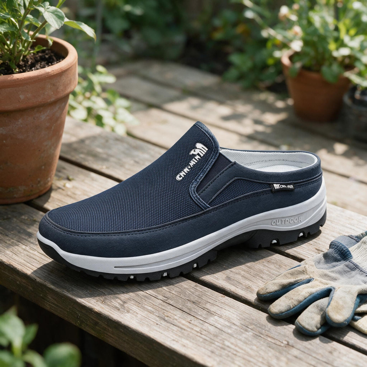 Mens Clogs Lightweight Breathable Mesh Slip On Memory Footbed