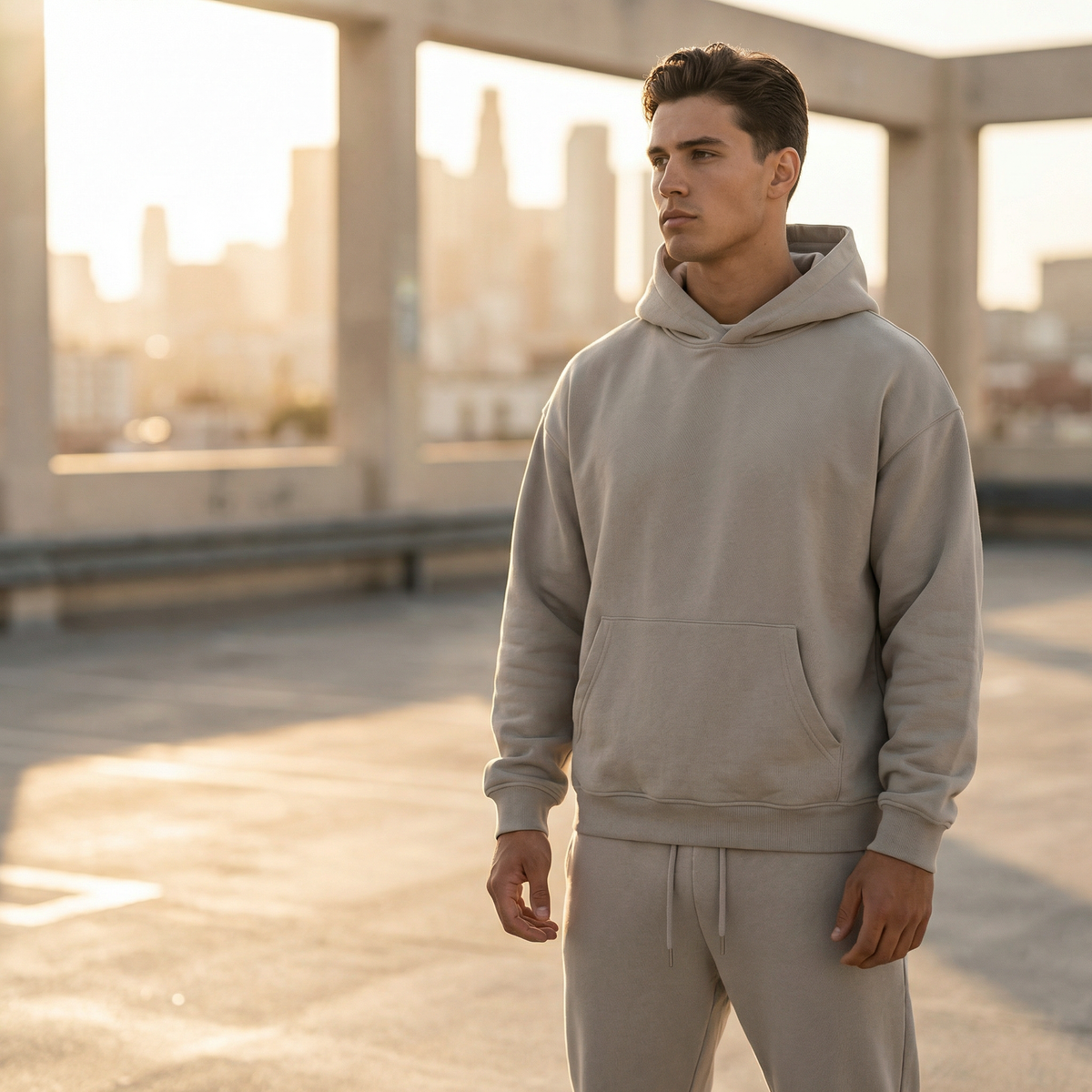Men 2 Piece Tracksuit Oversized Hoodie Jogger Set