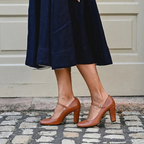Giselle | Women's Low Heel Sandals | Adjustable Strap, Brown Suede | Everyday