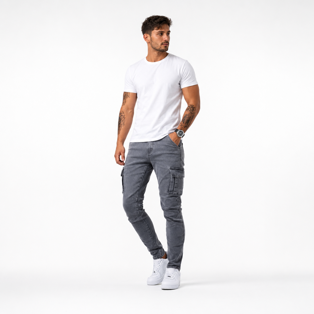 Hazel | Men's Cargo Jeans | Slim Fit, Street Style | 3 Colours, 29–36