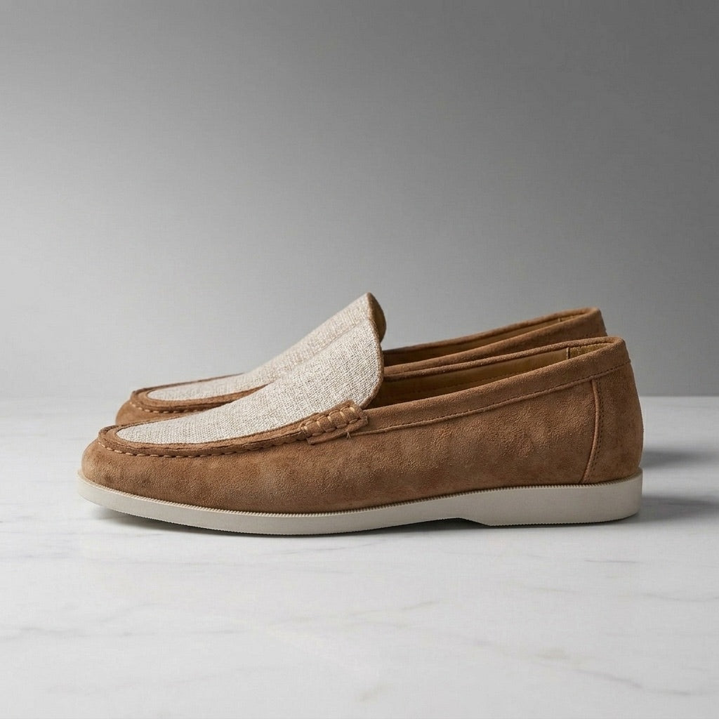 Suede Loafers Hand Stitched Leather Lining
