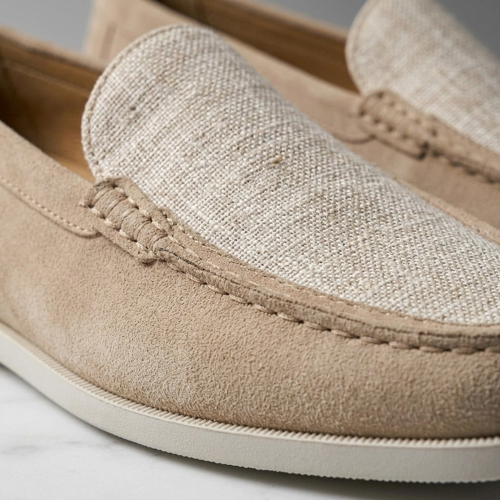Suede Loafers Hand Stitched Leather Lining