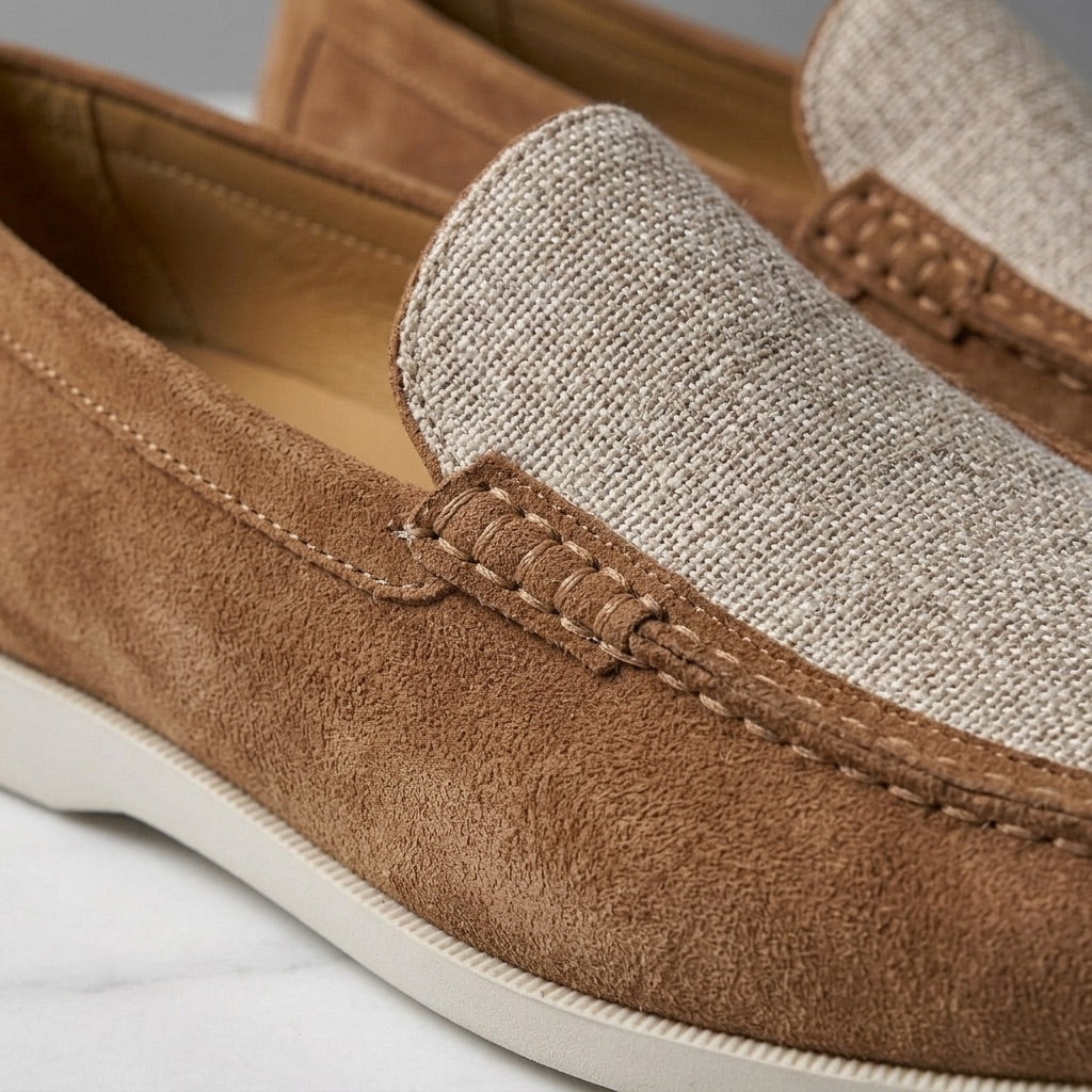 Suede Loafers Hand Stitched Leather Lining