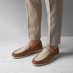 Suede Loafers Hand Stitched Leather Lining