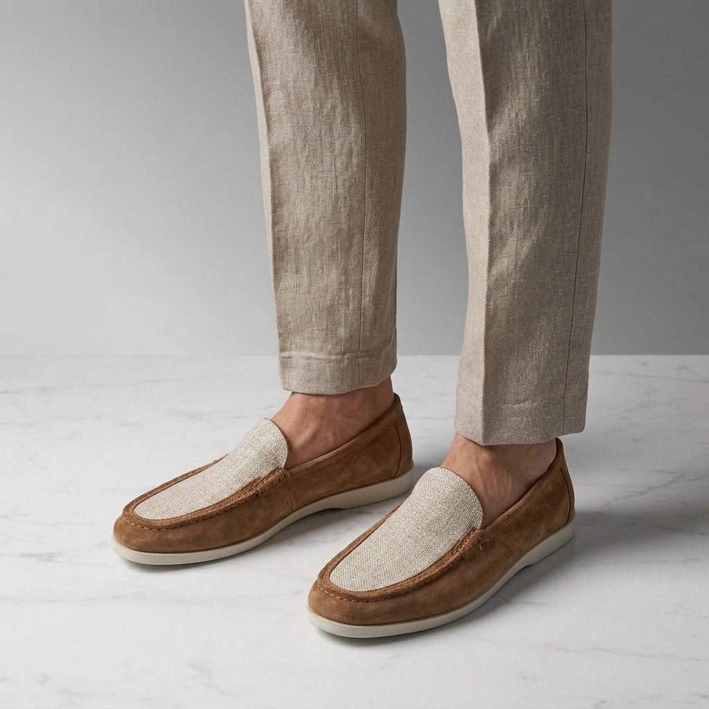 Suede Loafers Hand Stitched Leather Lining