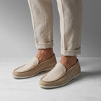 Suede Loafers Hand Stitched Leather Lining