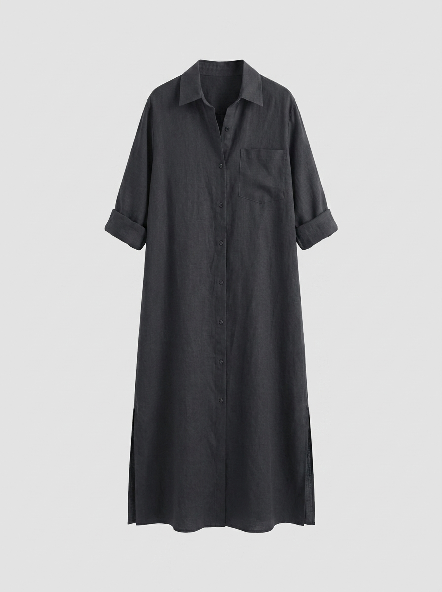 Women Shirt Dress Long Button Front Relaxed Fit | Jade