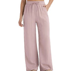 Wide Leg Linen Pants Women High Waist Drawstring | Indra