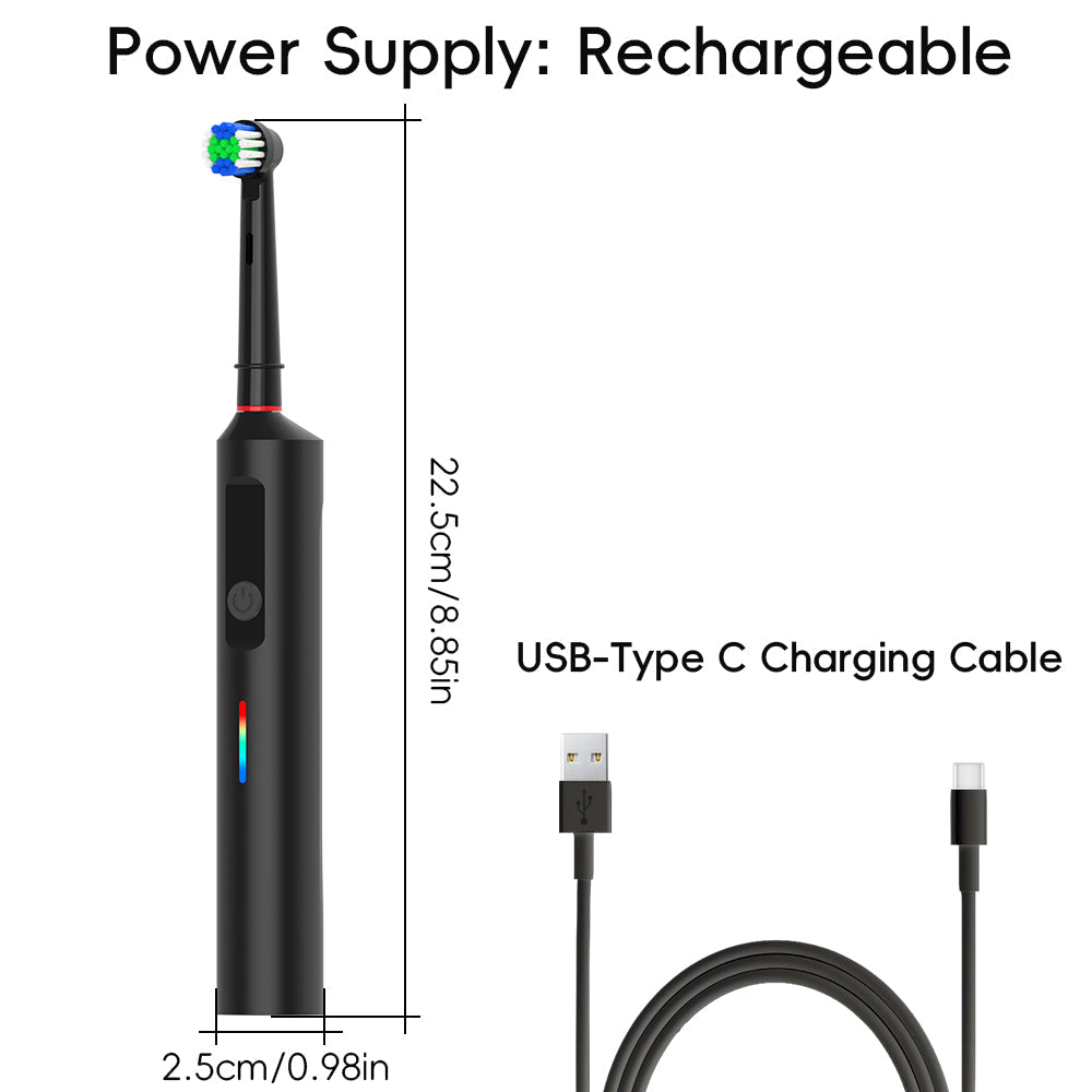 Nova | Electric Toothbrush | 360° Rotating, 70-Day Battery, IPX7 | USB-C
