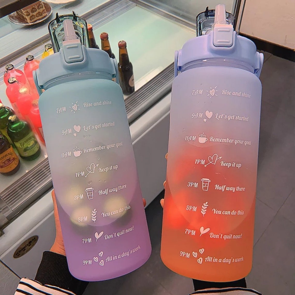Della | 2L Water Bottle | Motivational Time Markings | BPA-Free, Large Capacity