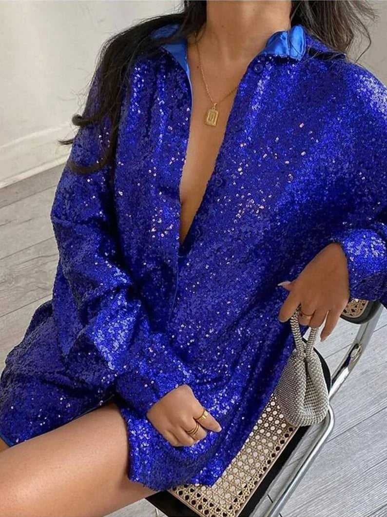 Women Sequin Oversized Blouse Glitter | Halle
