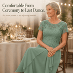 Cocktail Dress Women Lined Lace Bodice Midi Length Ruffle Skirt