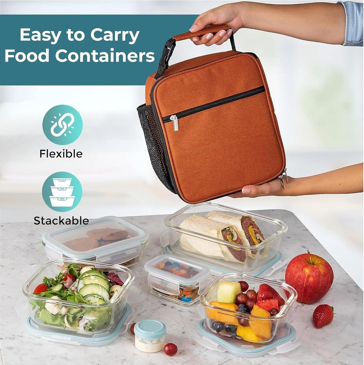 Honor | Food Storage Container Set | 35-Piece, Airtight Lids | Stackable, Leak-Resistant