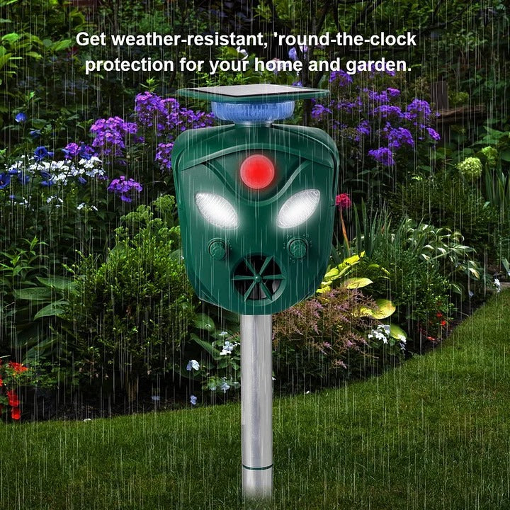 Una | Solar Animal Repeller | 360° Ultrasonic, Motion Sensor | Weatherproof IP44