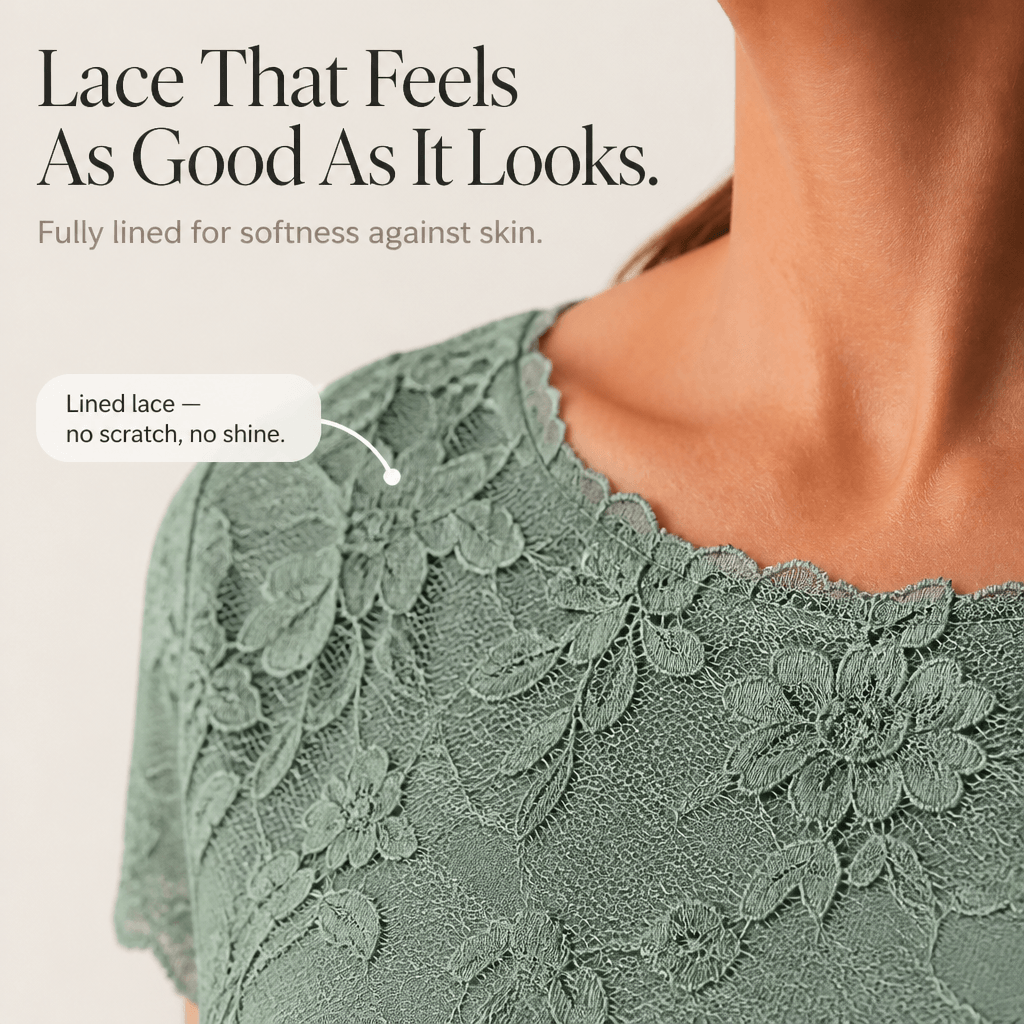 Cocktail Dress Women Lined Lace Bodice Midi Length Ruffle Skirt