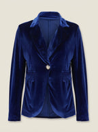 Velvet Blazer Women Fitted Lapel Collar Single Button Tailored Cut