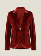 Velvet Blazer Women Fitted Lapel Collar Single Button Tailored Cut