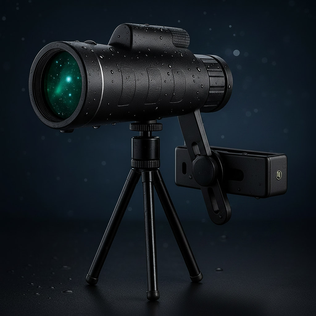 Solene | Monocular Telescope | Waterproof, Night Vision, 12x Zoom | Black