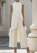 Talia | Women's Two-Piece Set | Asymmetric Top & Wide-Leg Pants | Business