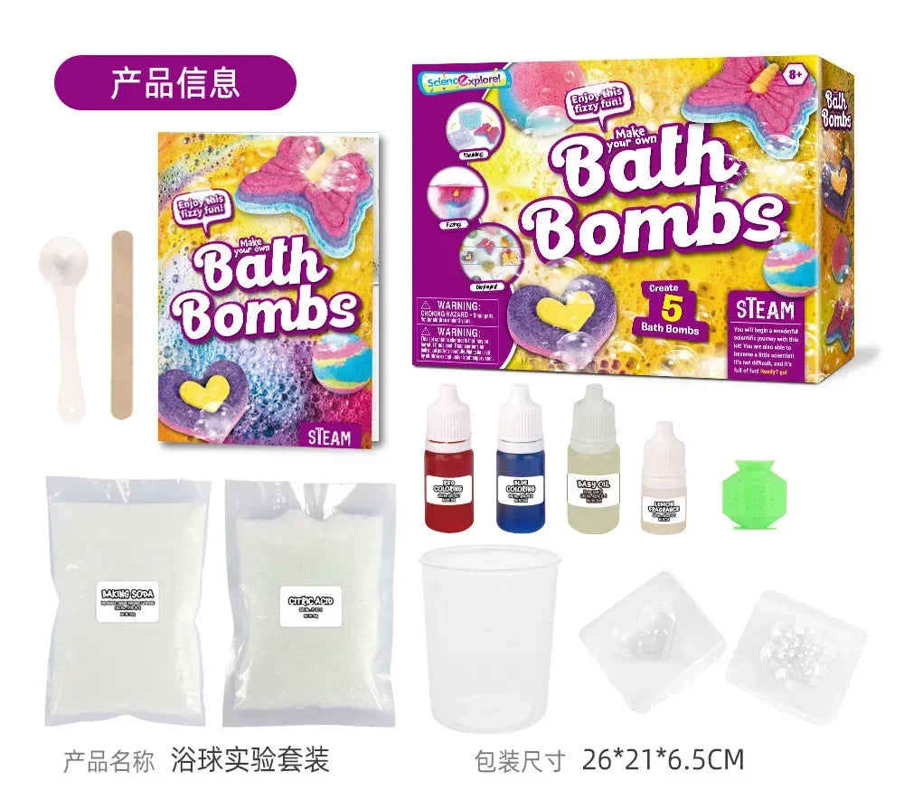 Romy | Bath Bomb DIY Kit | Kids Science Craft Set | 5 Bombs, Colorful