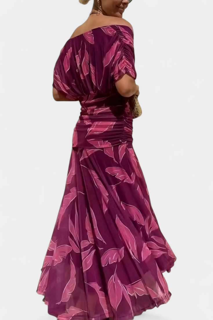 Ivy | Women's Floral Midi Dress | V-Neck, Pleated Waist