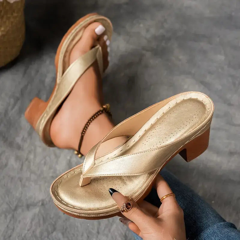 Romy | Block Heel Flip Flops | Women's Toe-Post Sandals | Lightweight