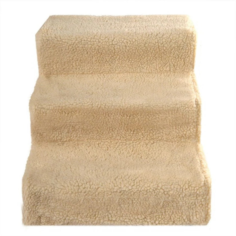 Nova | Dog Stairs for Tall Bed | 3-Step Portable Pet Steps | Beige, 55lb Capacity