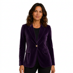 Velvet Blazer Women Long Sleeve Fitted Notched Lapel Tailored