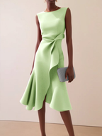Mira | Women's Midi Dress | Asymmetric Draped, Sleeveless | Summer