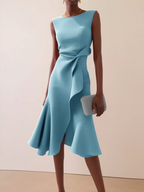 Mira | Women's Midi Dress | Asymmetric Draped, Sleeveless | Summer