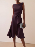 Mira | Women's Midi Dress | Asymmetric Draped, Sleeveless | Summer