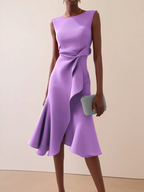 Mira | Women's Midi Dress | Asymmetric Draped, Sleeveless | Summer