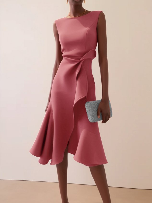 Mira | Women's Midi Dress | Asymmetric Draped, Sleeveless | Summer