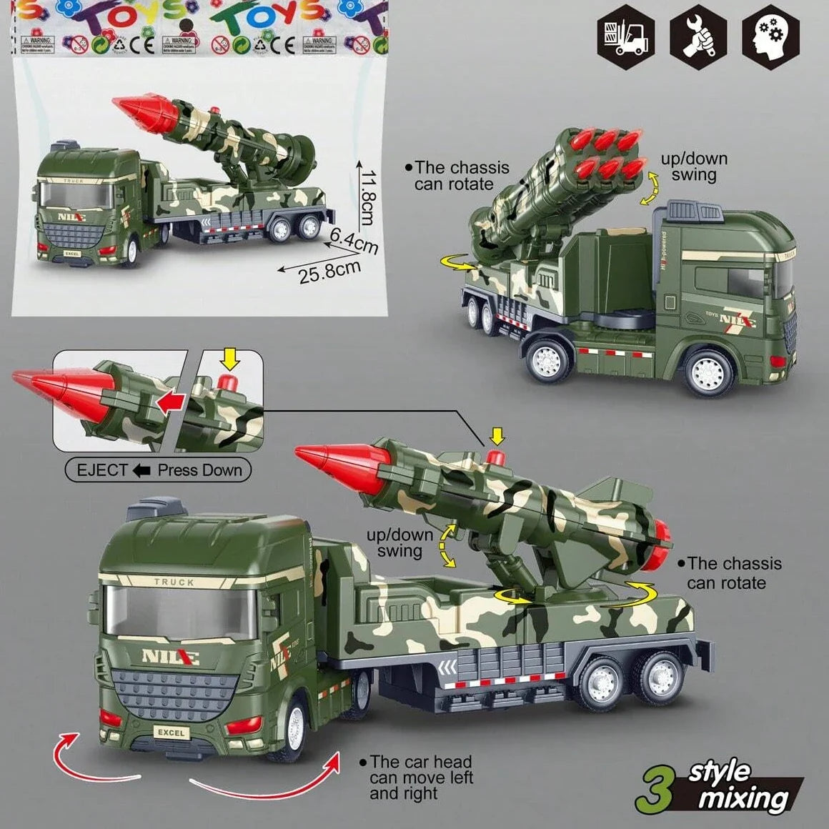 Xena | Military Toy Truck | Pull-Back, Light & Sound | Kids 3+