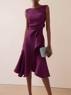 Mira | Women's Midi Dress | Asymmetric Draped, Sleeveless | Summer
