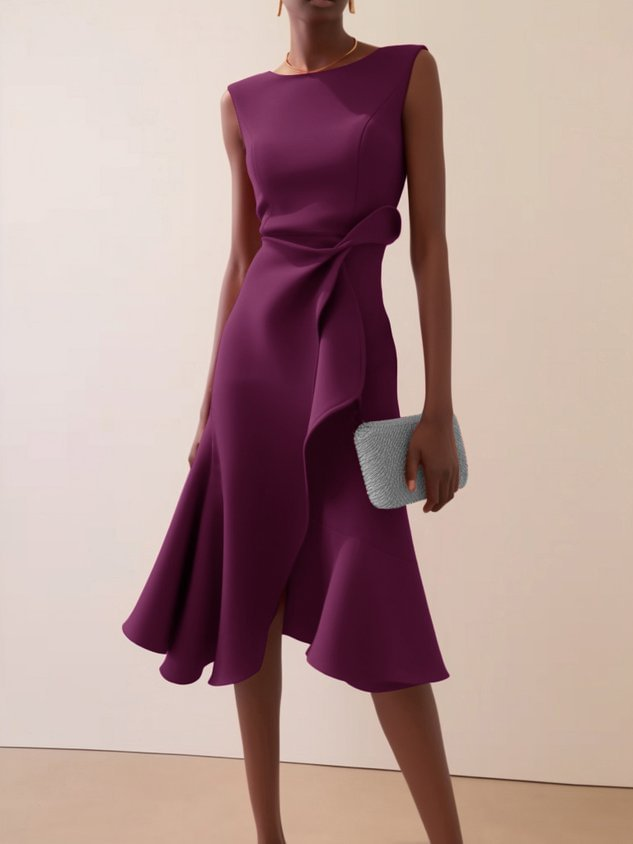 Mira | Women's Midi Dress | Asymmetric Draped, Sleeveless | Summer