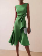 Mira | Women's Midi Dress | Asymmetric Draped, Sleeveless | Summer