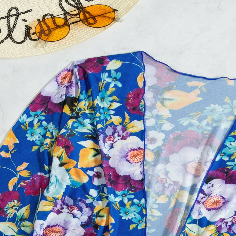Giselle | Women's Bikini Set | 3-Piece, Blue Floral, Wrap Skirt | S-XL