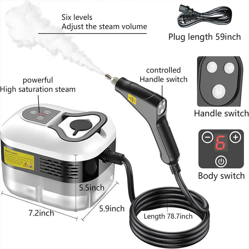Luna | Steam Cleaner | 2500W High Pressure | 6 Speed, 5 Brush Heads