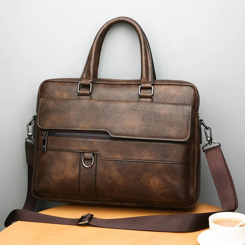 Men Leather Shoulder Bag Adjustable Strap